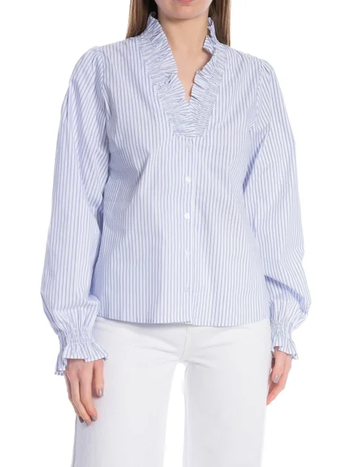 NEO NOIR BLOUSE BRIELLE STRIPE WHITE/LIGHT BLUE