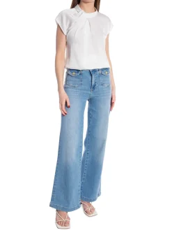 NEO NOIR BLOUSE FLEUR DRAPY SATIN OFF WHITE