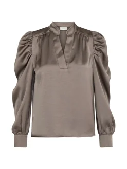 NEO NOIR BLOUSE ROSSLYN  HEAVY WARM SATEEN GREY