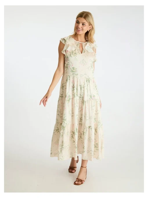 NEO NOIR DRESS MESSINA FLOWER FIELD OFF WHITE
