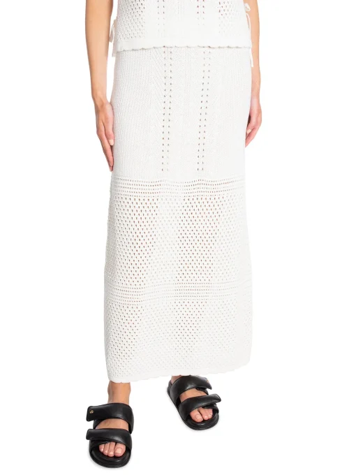 NEO NOIR SKIRT COMO CROCHET KNIT OFF WHITE