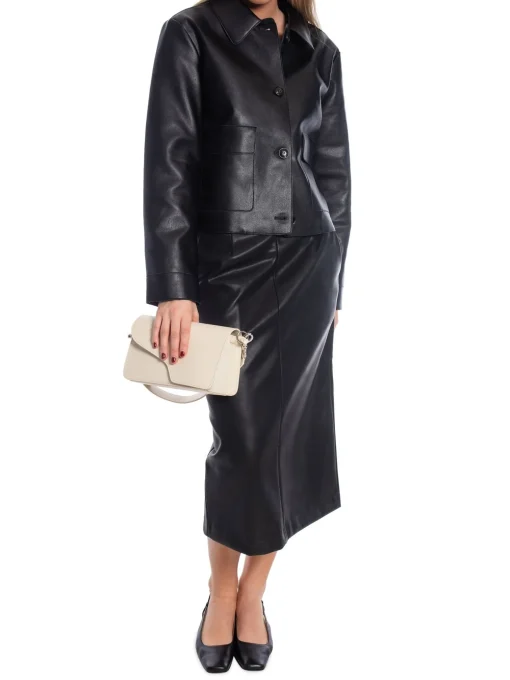 NEO NOIR SKIRT NETTIE FAUX LEATHER BLACK
