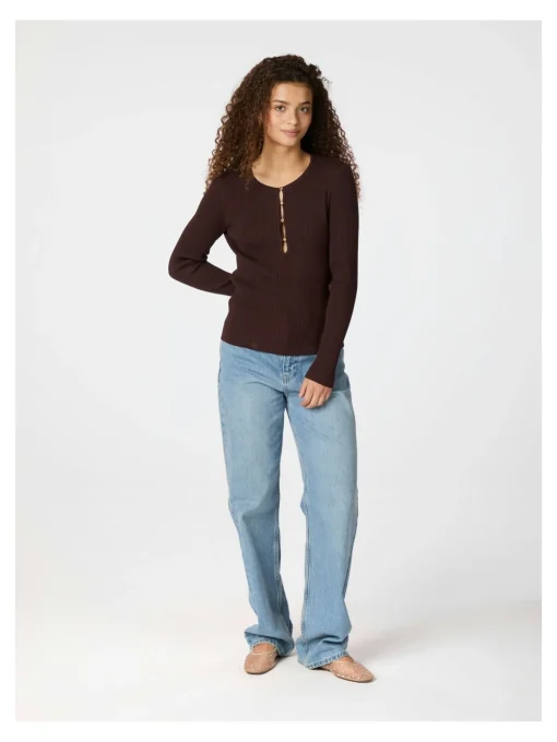 NEO NOIR TOP CARLTON KNIT BROWN