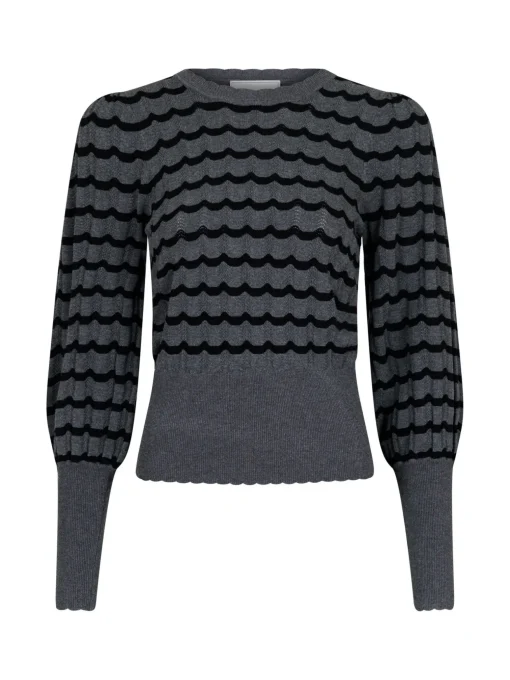 NEO NOIR TOP DARY STITCH KNIT DARK GREY