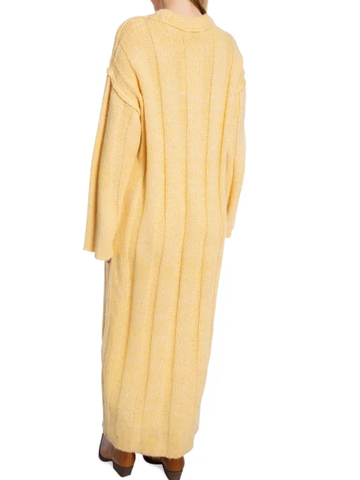 NORR DRESS FUSCIA RIB KNIT LIGHT YELLOW MÉLANGE
