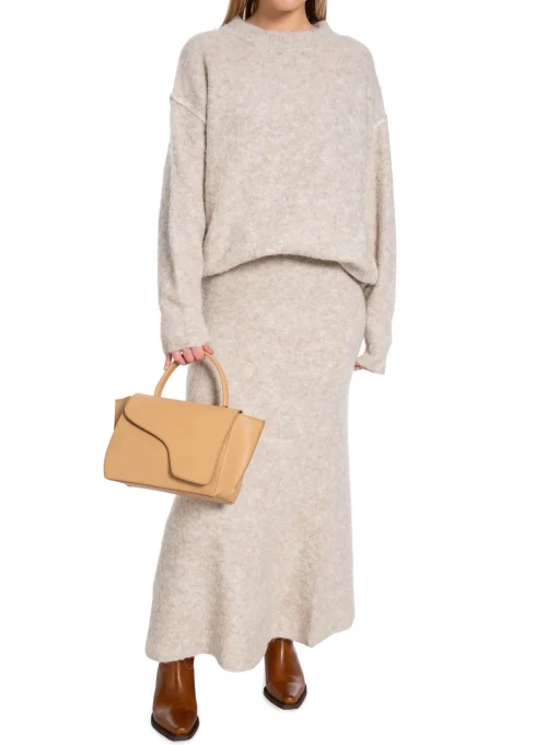 NORR SKIRT  FILINE KNIT LIGHT BEIGE