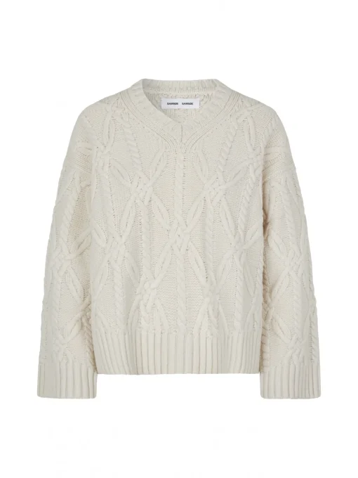 SAMSØE SAMSØE TOP ALINE V NECK CLEAR CREAM