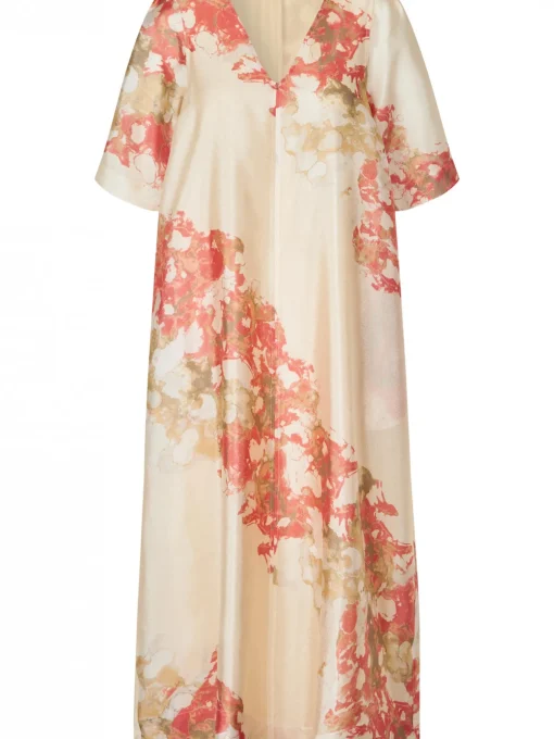 SECOND FEMALE DRESS LUGANA MAXI SPICED CORAL