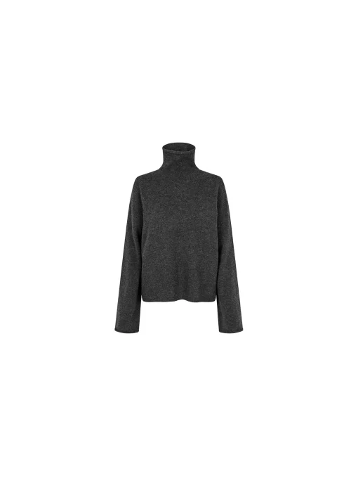 SECOND FEMALE SWEATER NEVA T-NECK DARK GREY MELANGE