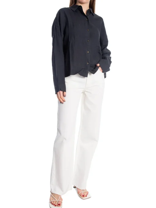 SELECTED FEMME SHIRT LINNIE LS LINEN BLACK
