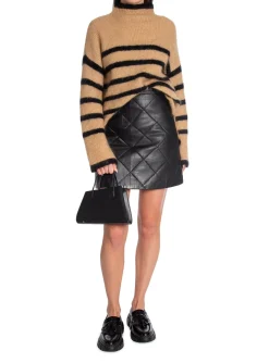 SELECTED FEMME SKIRT SLFISOLDE MW LEATHER QUILTED SKIRT BLACK