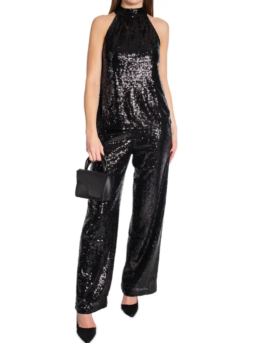 SELECTED FEMME TOP ALAIA HALTERNECK SEQUINS BLACK