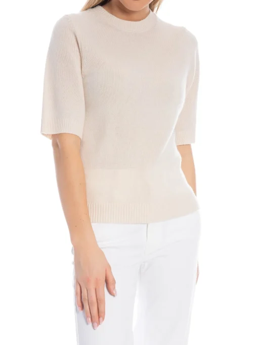 SELECTED FEMME TOP CILLE 2/4 KNIT O-NECK BIRCH MELANGE