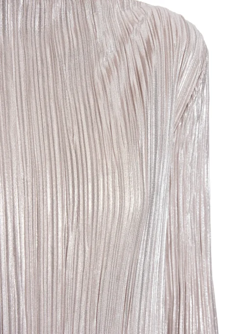 SOFT REBELS DRESS NEVAEH BOAT-NECK SILVER PLISSÉ