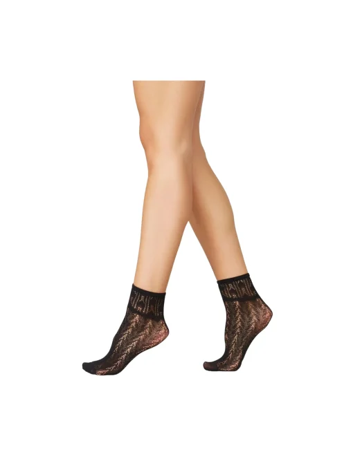 SWEDISH STOCKINGS SOCKS ERICA CROCHET BLACK