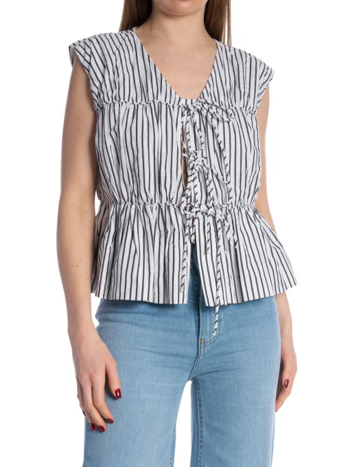 YAS TOP EBBA SL BLACK STRIPES WHITE