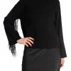 Y.A.S TOP YASFRINGA LS KNIT PULLOVER BLACK