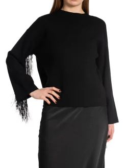 Y.A.S TOP YASFRINGA LS KNIT PULLOVER BLACK