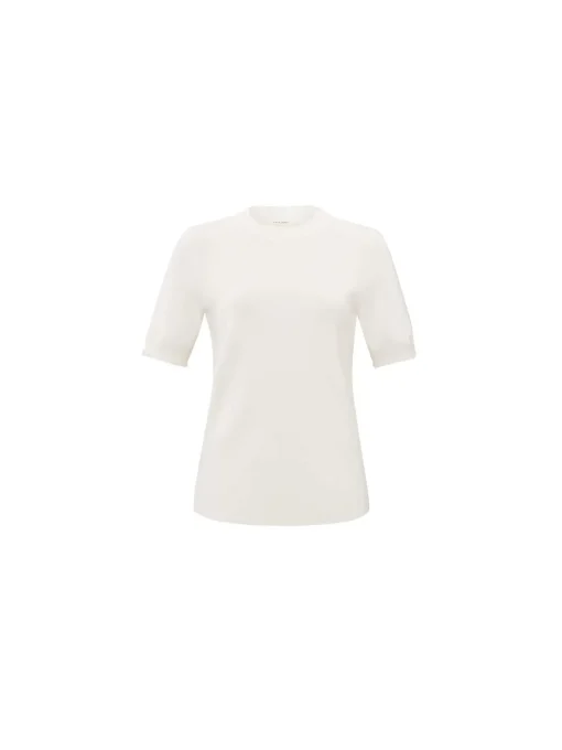 YAYA TOP FUR DETAIL IVORY WHITE