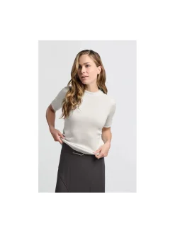 YAYA TOP FUR DETAIL IVORY WHITE