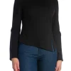 YAYA TOP WITH SLIP DETAIL BLACK