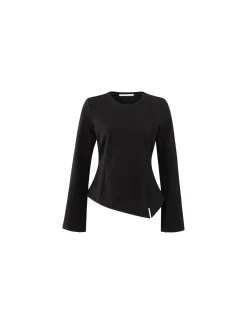 YAYA TOP WITH SLIP DETAIL BLACK