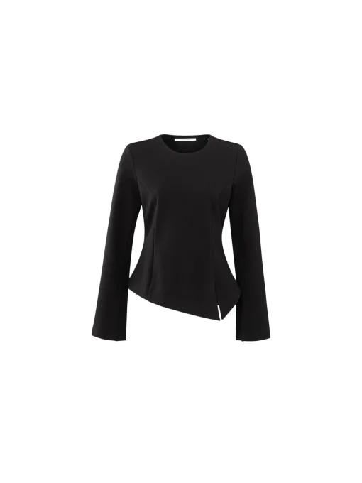 YAYA TOP WITH SLIP DETAIL BLACK