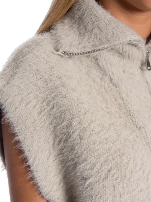 YAYA VEST SLEEVELESS FLUFFY DOVE GRAY